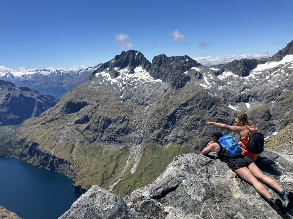 Troy and a climbing partner taking in a South Island alpine landscape